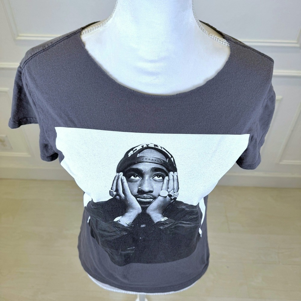 2Pac Tupac‎ Shakur Graphic T-Shirt Charcoal Gray Cotton XXS